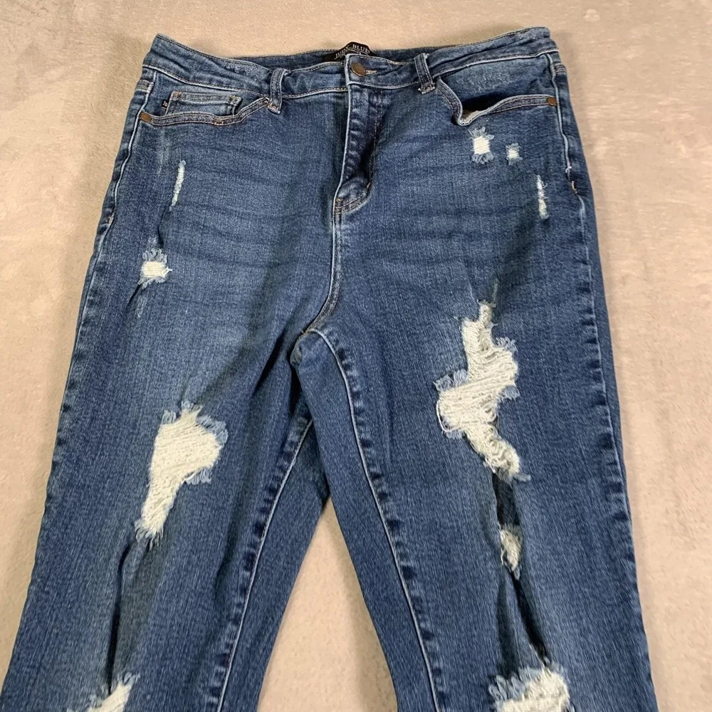 Judy Blue‎ Jeans Womens 15/32 Distressed Ripped Skinny Denim Mid Rise JB8220